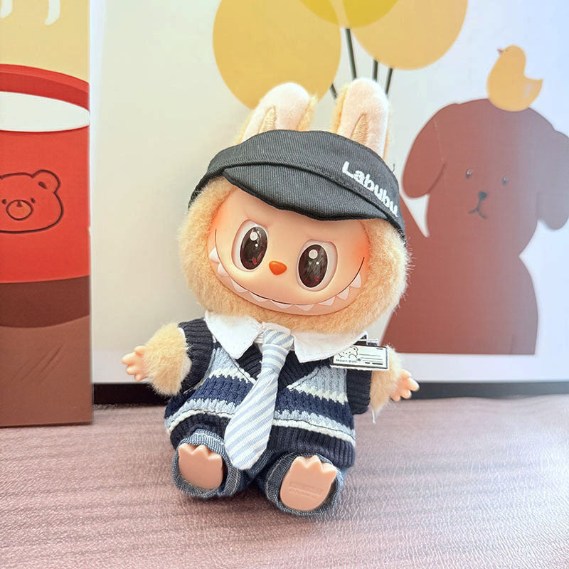 [Clothes only] One, two and three generations Labubu clothes pendant Labubu sitting baby clothes tie vest college style cute