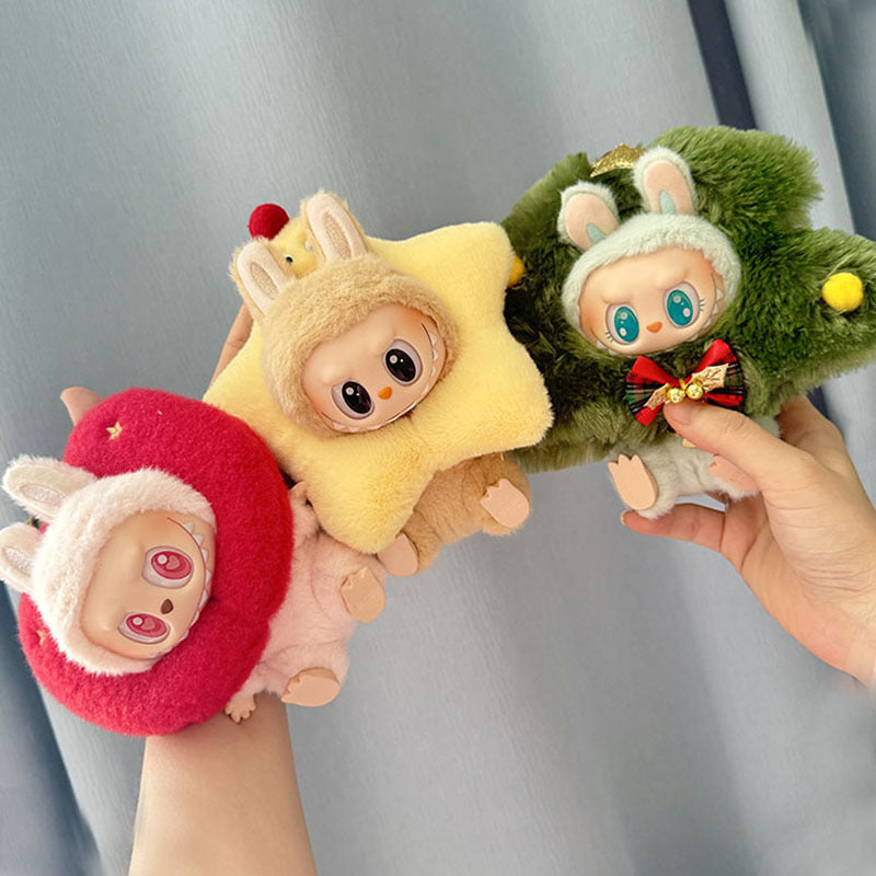 Clothes only] One, two and three generations Labubu clothes pendant Labubu sitting party baby clothes Christmas tree apple hood