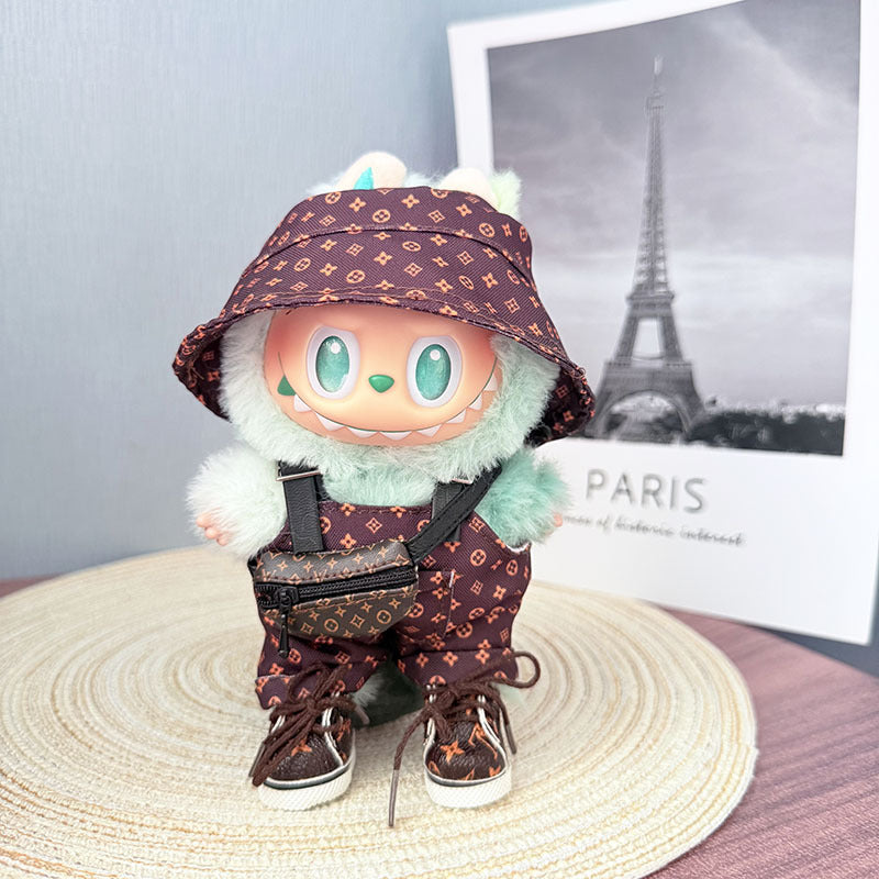 [Clothes only] One, two and three generations Labubu clothes pendant Labubu sitting baby clothes yellow big name bucket hat set