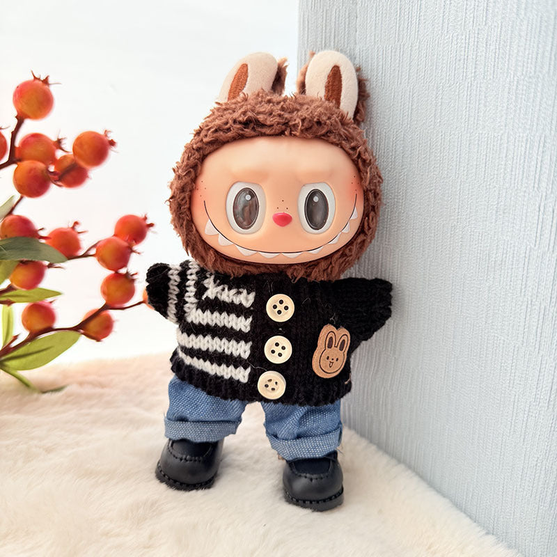 [Clothes only] First and second generation keychain Labubu clothes pendant Rab cloth button sweater jeans set cute