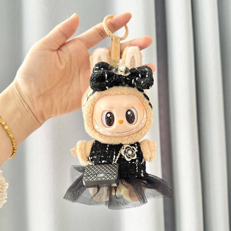 [Clothes only] One, two and three generations Labubu clothes pendant Labubu sitting party baby clothes gauze skirt black fragrant style suit