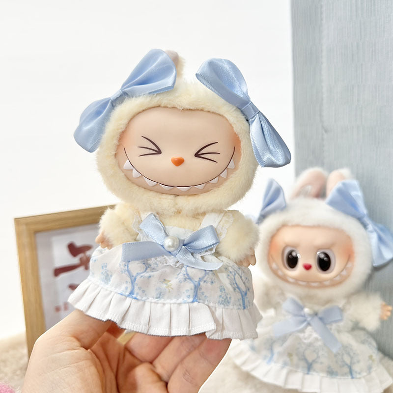 [Clothes only] First and second generation Labubu clothes pendant Labubu sitting party baby clothes blue sea daughter skirt