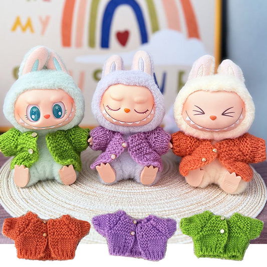 [Clothes only] One, two and three generations Labubu clothes pendant Labubu sitting baby clothes sweater cardigan boutique accessories