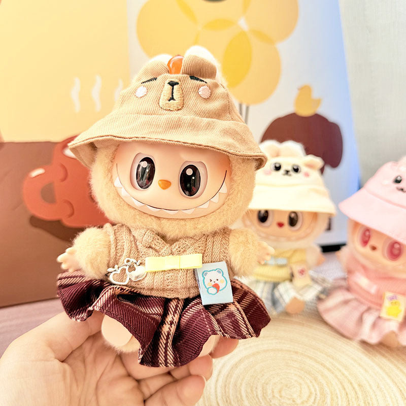 Clothes only] First and second generation Labubu clothes pendant Labubu sitting baby clothes sweetheart school flower skirt set cute