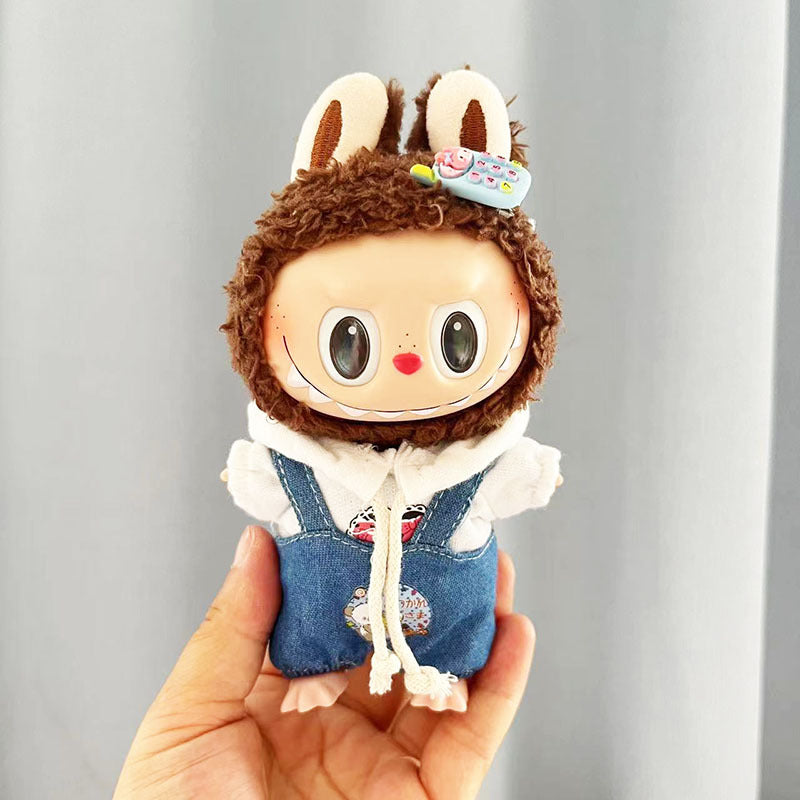 Clothes only] Baby clothes 17cm pendant Labubu clothes Labubu doll with overalls series cute and cute