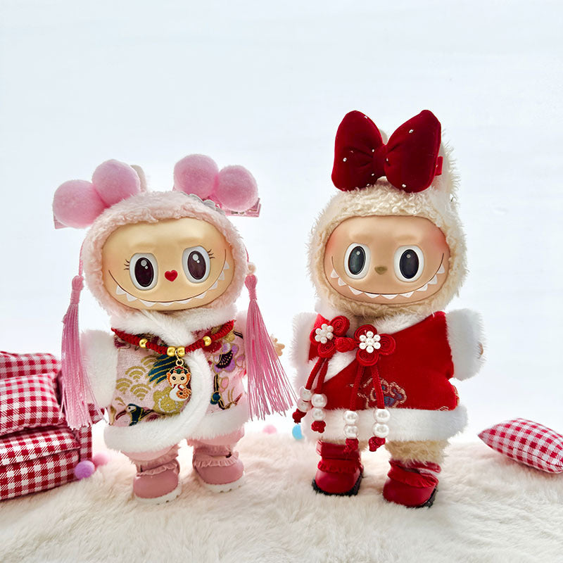 [Clothes only] First and second generation Labubu clothes pendant Labubu sitting party baby clothes New Year purple Tang clothing cute