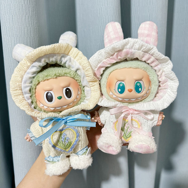 [Clothes only] First and second generation Labubu clothes pendant Labubu sitting party knitted rabbit ear hooded climbing clothes cute