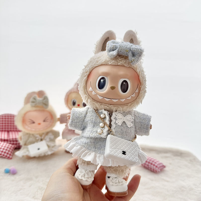 [Clothes only] First and second generation keychain Labubu clothes pendant Labubu baby clothes classic small fragrant skirt set