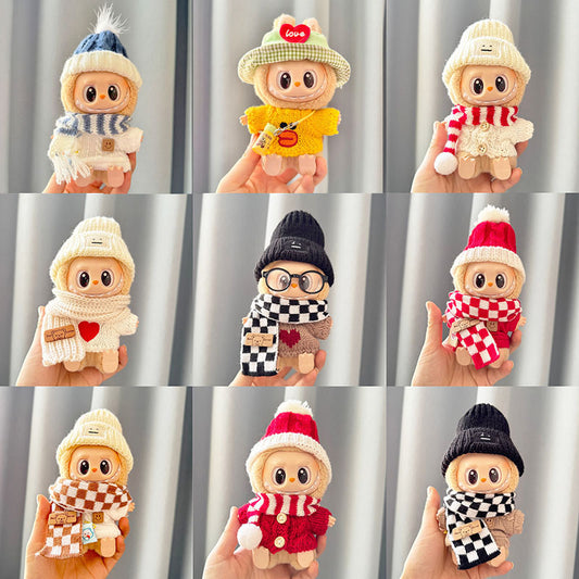 [Clothes only] First and second generation keychain Labubu clothes pendant Labubu sit sweater knitted sweater set cute