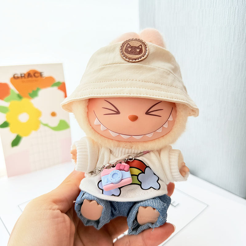 [Clothes only] 17cm Labubuva clothes LABUBU blind box sitting party first, second and third generation rainbow T suit.