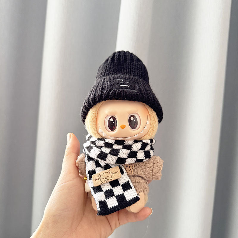 [Clothes only] First and second generation keychain Labubu clothes pendant Rabub sitting blue hat sweater knitted sweater