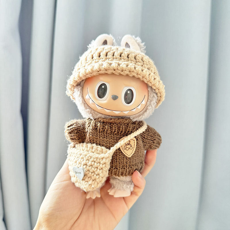 [Clothes only] One, two and three generations of keychains Labubu clothes pendant Labubu sweater headband Japanese three-piece set Moe