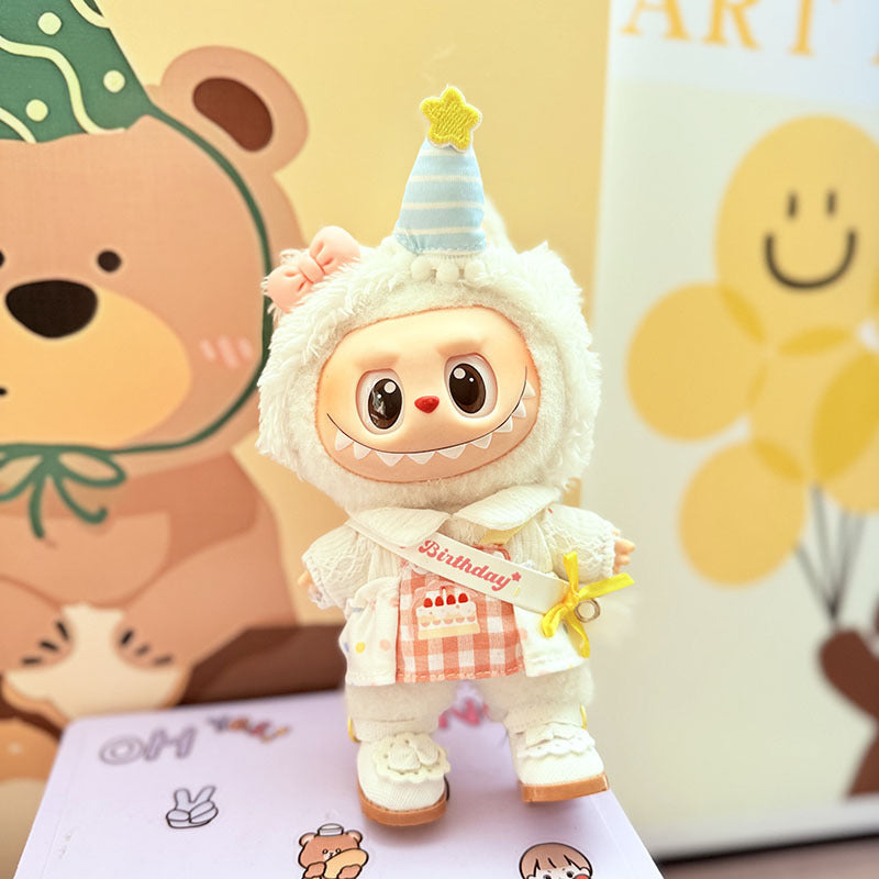 [Clothes only] First and second generation keychain Labubu clothes pendant Labubu baby clothes birthday party plaid set