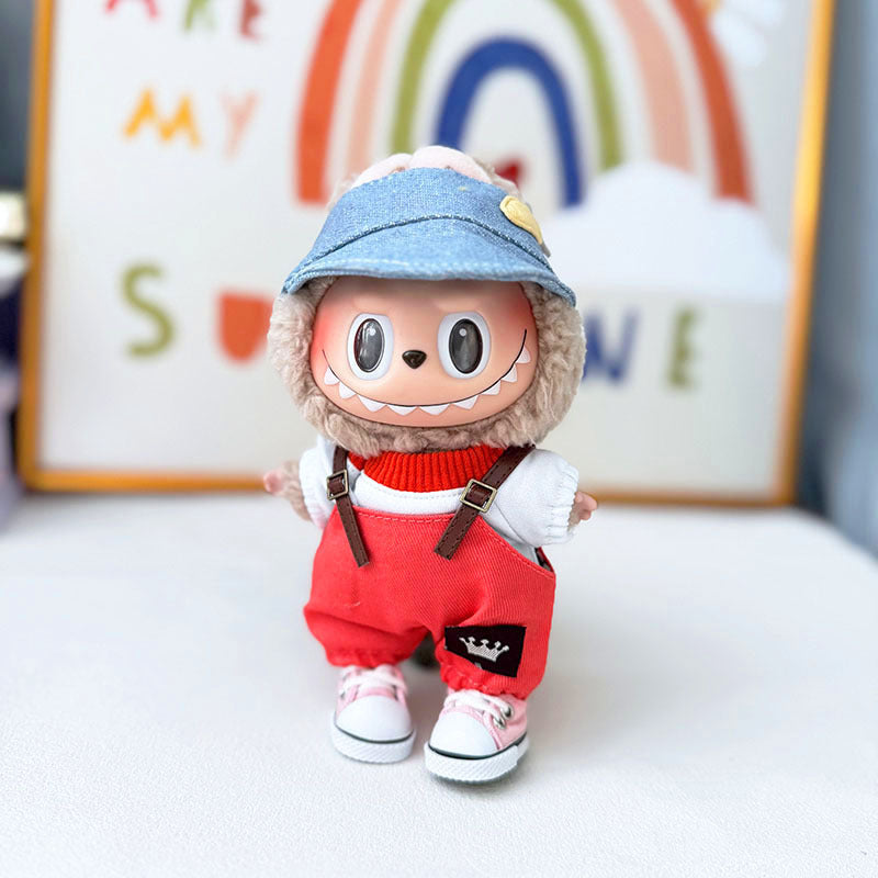 Clothes only] First and second generation Labubu clothes pendant Labubu sitting baby clothes crown belt overalls set