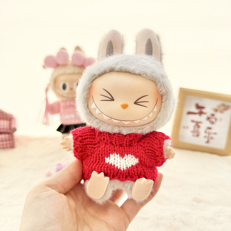 [Clothes only] First and second generation keychain Labubu clothes pendant Labubu cloth leather skirt knitted sweater love you cute