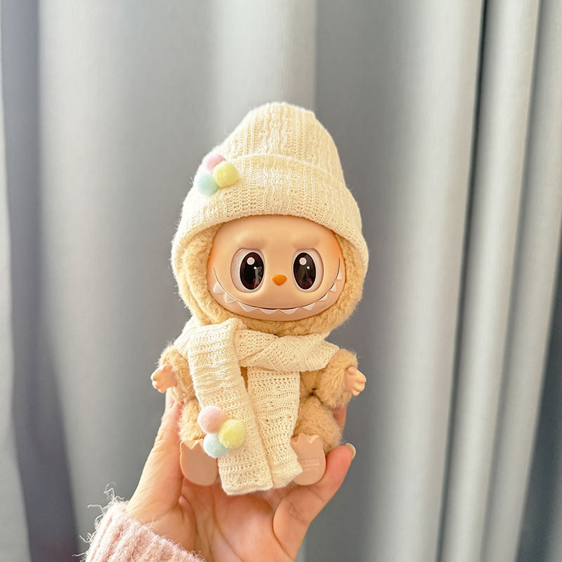 [Clothes only] First and second generation keychain Labubu clothes pendant Labubu sitting party winter color ball hat