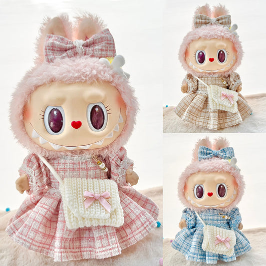38Cm Labubu plush doll clothes for Labubu sweetheart doll baby clothes pearl small fragrant skirt set