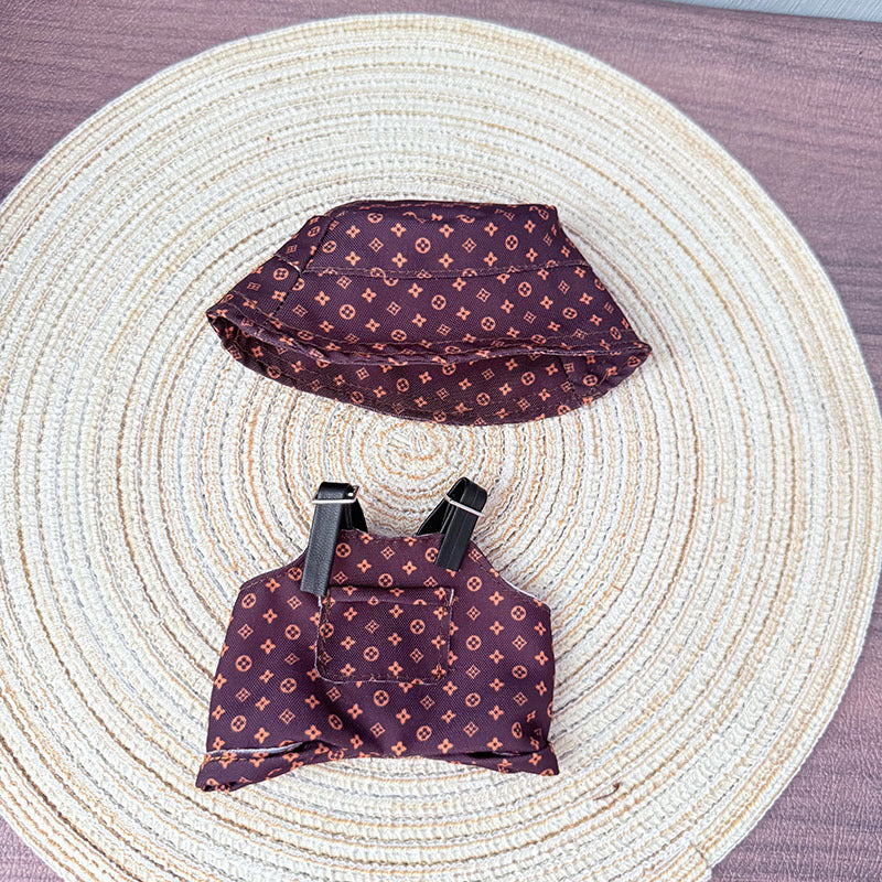 [Clothes only] One, two and three generations Labubu clothes pendant Labubu sitting baby clothes yellow big name bucket hat set