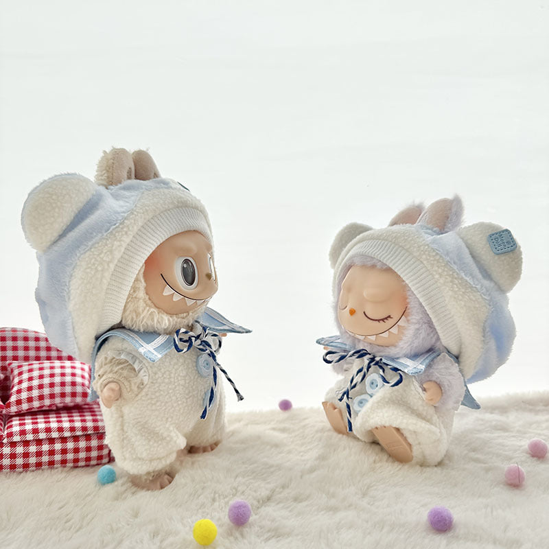 [Clothes only] First and second generation keychain Labubu clothes pendant Labubu baby clothes blue sky small white cloud three-piece set