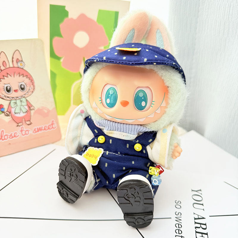 [Clothes only] First and second generation keychain Labubu clothes pendant Labubu baby clothes blue raindrop set cute