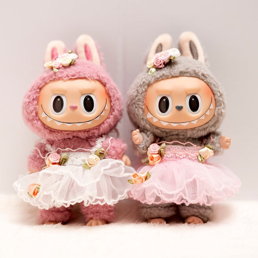 [Clothes only] 17cm pendant, rabub clothes, butterfly wedding dress set, keychain, labubu doll clothes, cute.