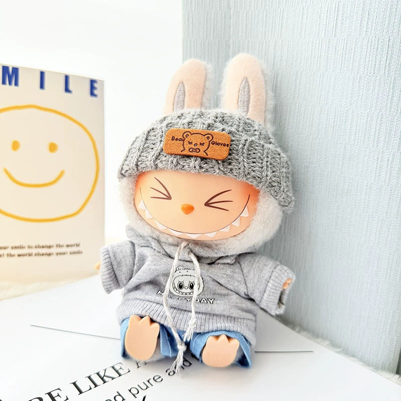[Clothes only] 17cm Labubuwa clothes LABUBU blind box sitting party one, two, three generations of gold and purple joy clothes