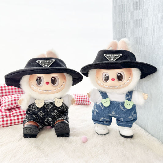 [Clothes only] First and second-generation Labubu clothes pendant Labubu sitting baby clothes New Year's lion red hairpin set