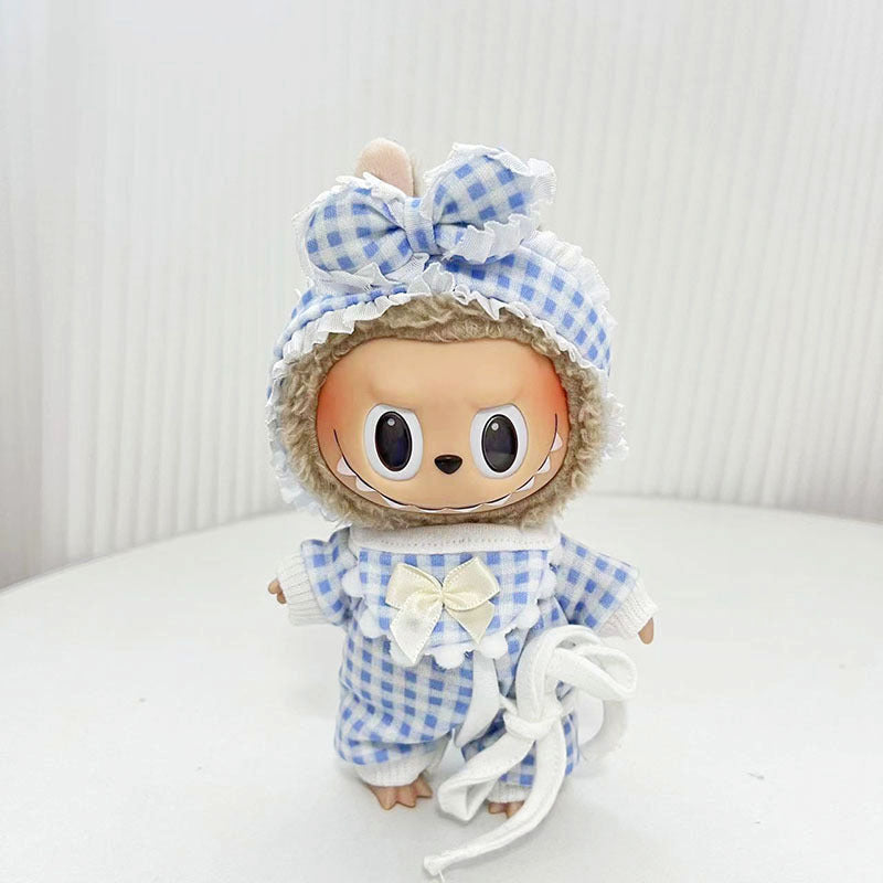 [Clothes only] 17cm pendant Labubu cloth for candy skirt + hairpin Labubu keychain baby clothes are cute and cute.