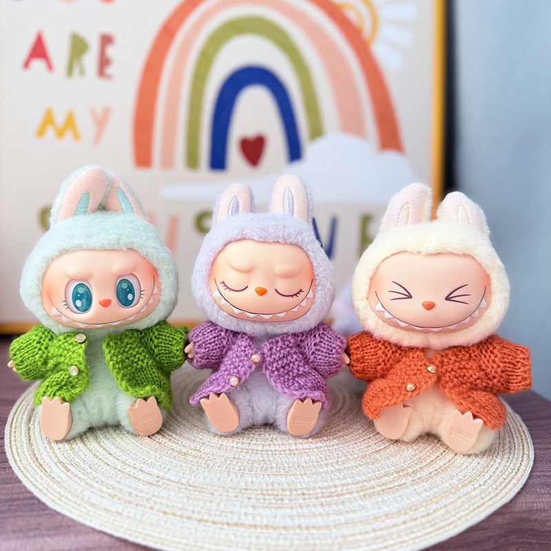 [Clothes only] One, two and three generations Labubu clothes pendant Labubu sitting baby clothes sweater cardigan boutique accessories
