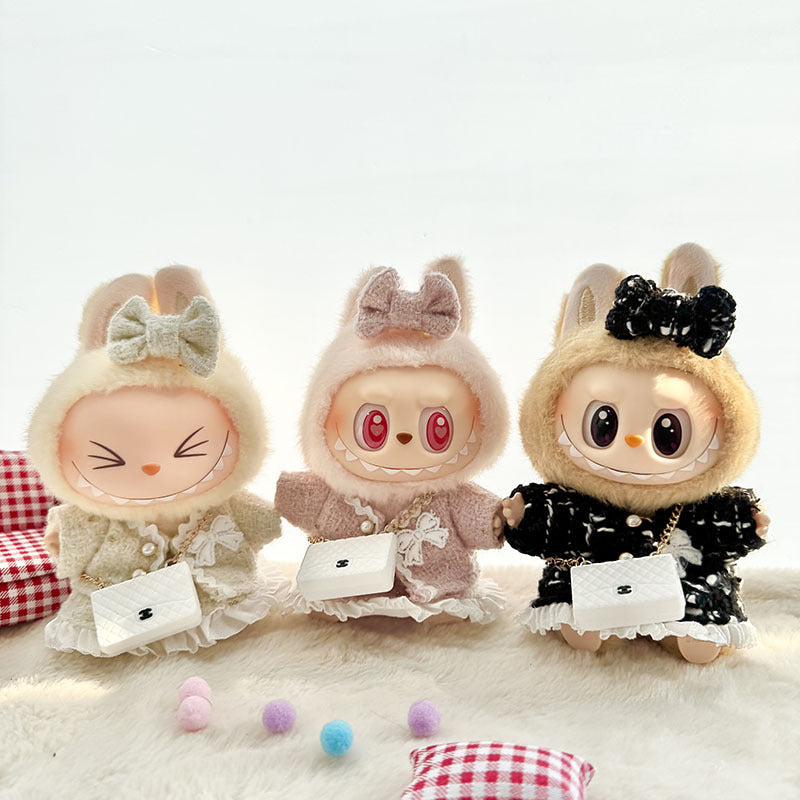 [Clothes only] First and second generation keychain Labubu clothes pendant Labubu baby clothes classic small fragrant skirt set
