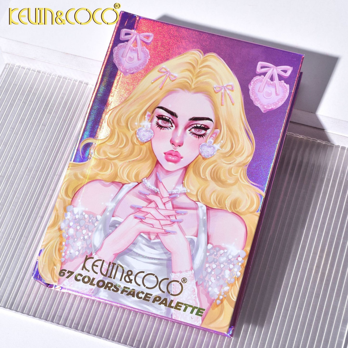 KEVIN & COCO Valentine's Day series 68-color five-layer flip book eyeshadow, bead matte high color rendering