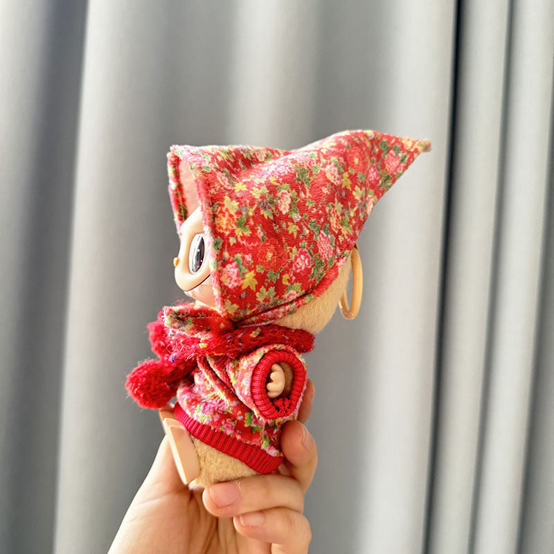 [Clothes only] First and second generation Labubu clothes pendant Labubu sitting party baby clothes village flower T three-piece set