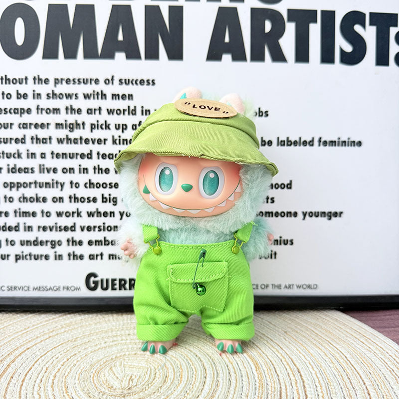 [Clothes only] First and second generation Labubu clothes pendant Labubu sitting baby clothes little craftsman overalls set