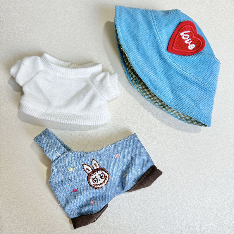 [Clothes only] Second-generation keychain Labubu clothes pendant Labubu sit party cloth head denim strap