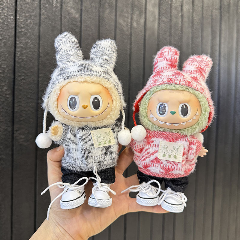 [Clothes only] First and second generation keychain Labubu clothes pendant Labubu sitting party jacquard two-piece set