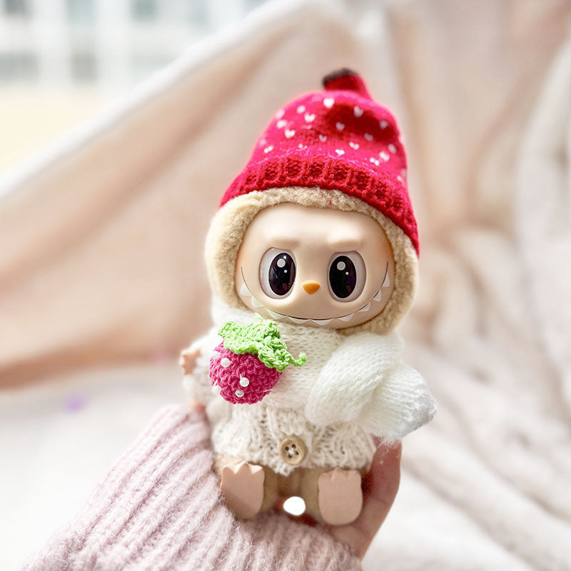 [Clothes only] First and second generation keychain Labubu clothes pendant Labubu sitting party strawberry scarf set