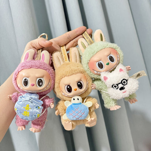 [Clothes only] Second-generation keychain Labubu clothes pendant Labubu sitting party turtle lucky bag backpack cute