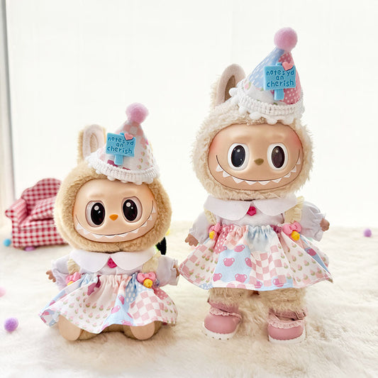 [Clothes only] First and second generation keychain Labubu clothes pendant Labubu sitting party cake hat skirt cute