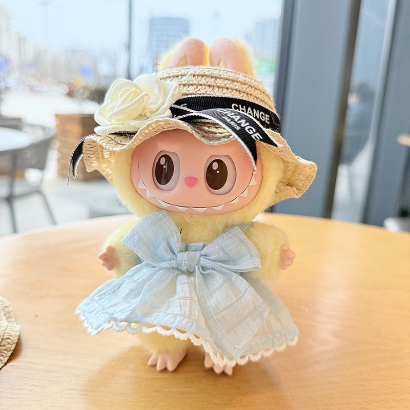 [Clothes only] First and second generation keychain Labubu clothes pendant Labub black fragrant camellia skirt straw hat