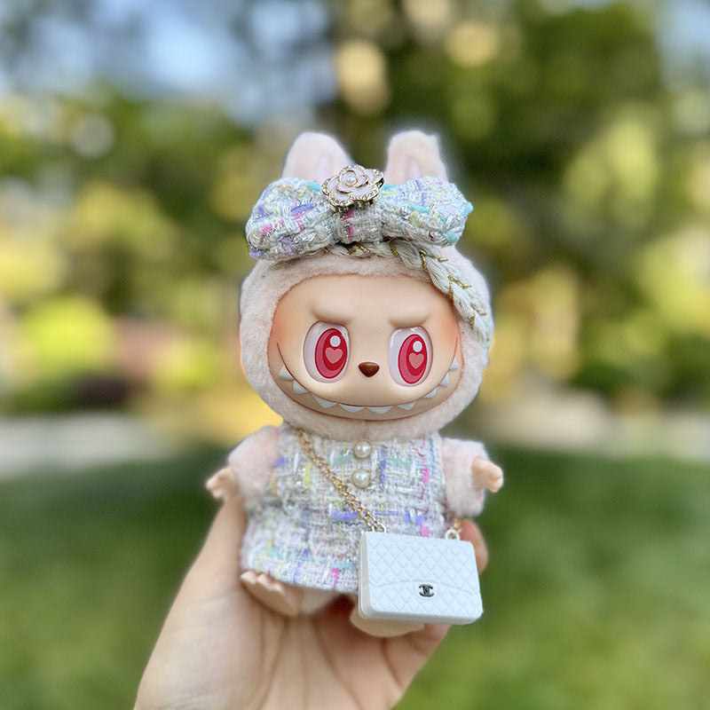 [Clothes only] The first, second and third generation keychain Labubu clothes pendant Labubu cloth colorful fragrant camellia + small C bag.