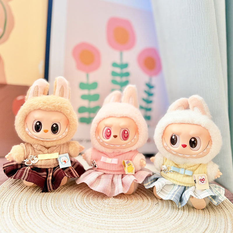Clothes only] First and second generation Labubu clothes pendant Labubu sitting baby clothes sweetheart school flower skirt set cute