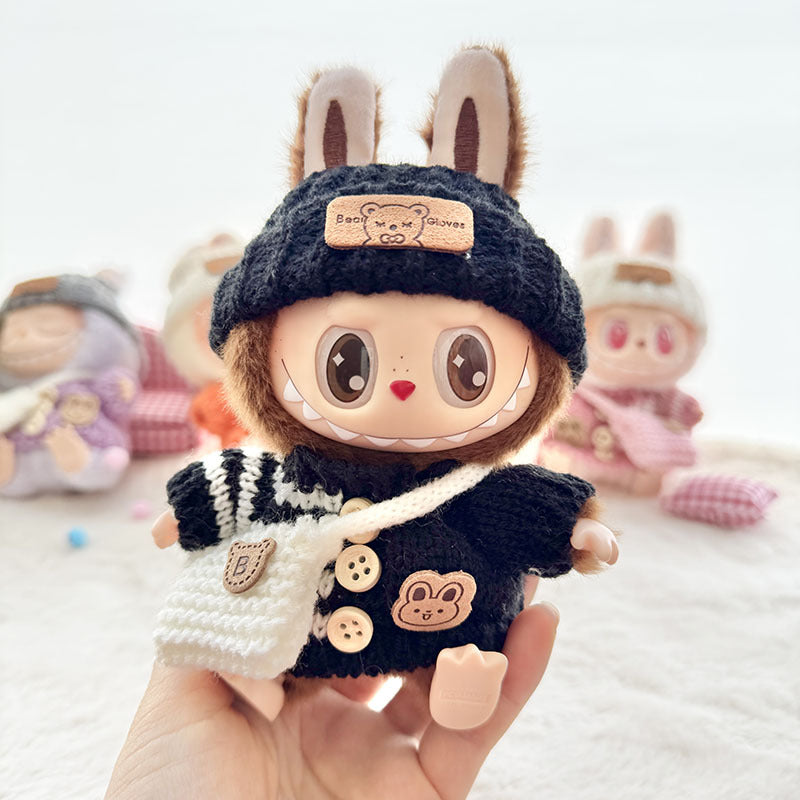 [Clothes only] First and second generation keychain Labubu clothes pendant Labubu sitting party bear label scarf hat