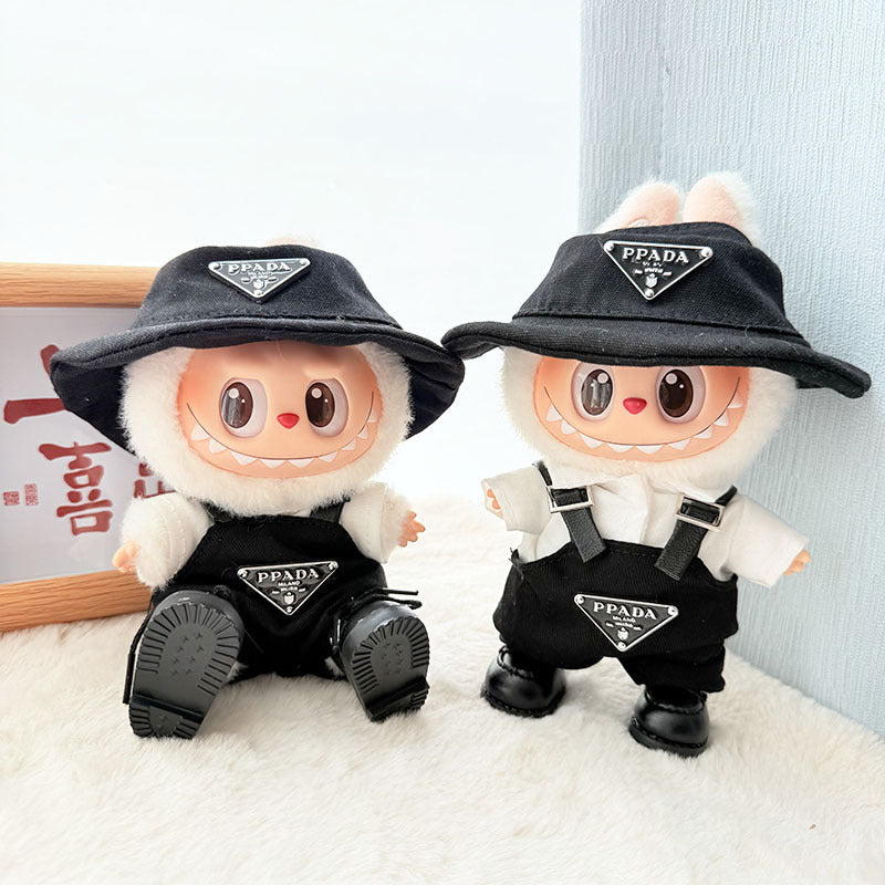[Clothes only] First and second generation keychain Labubu clothes pendant Labubu baby clothes inverted triangle overalls hat