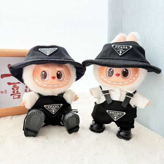 [Clothes only] First and second generation keychain Labubu clothes pendant Labubu baby clothes inverted triangle overalls hat