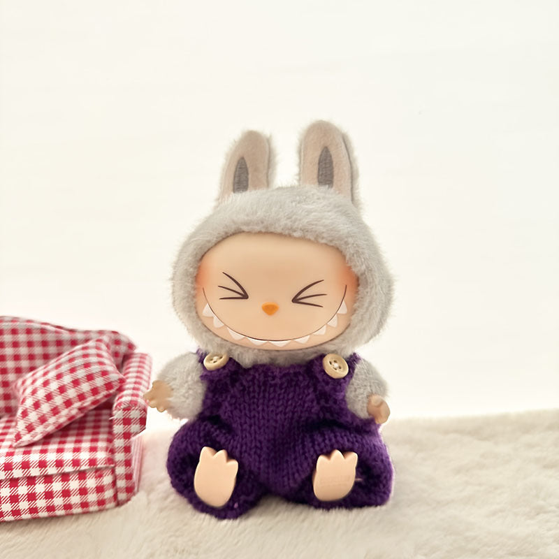 [Clothes only] The first, second and third generation keychain Labubu clothes pendant Labubu baby clothes striped buttons sweater set.