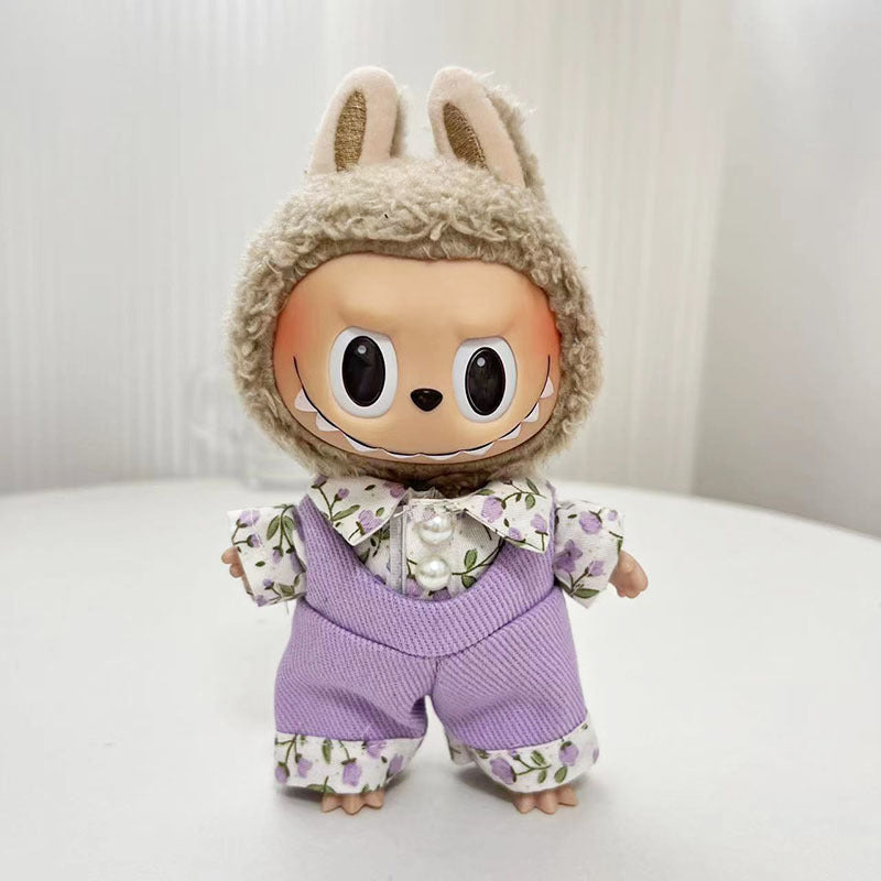 [Clothes only] 17cm pendant rabub clothes purple lavender couple suit labubu doll clothes cute