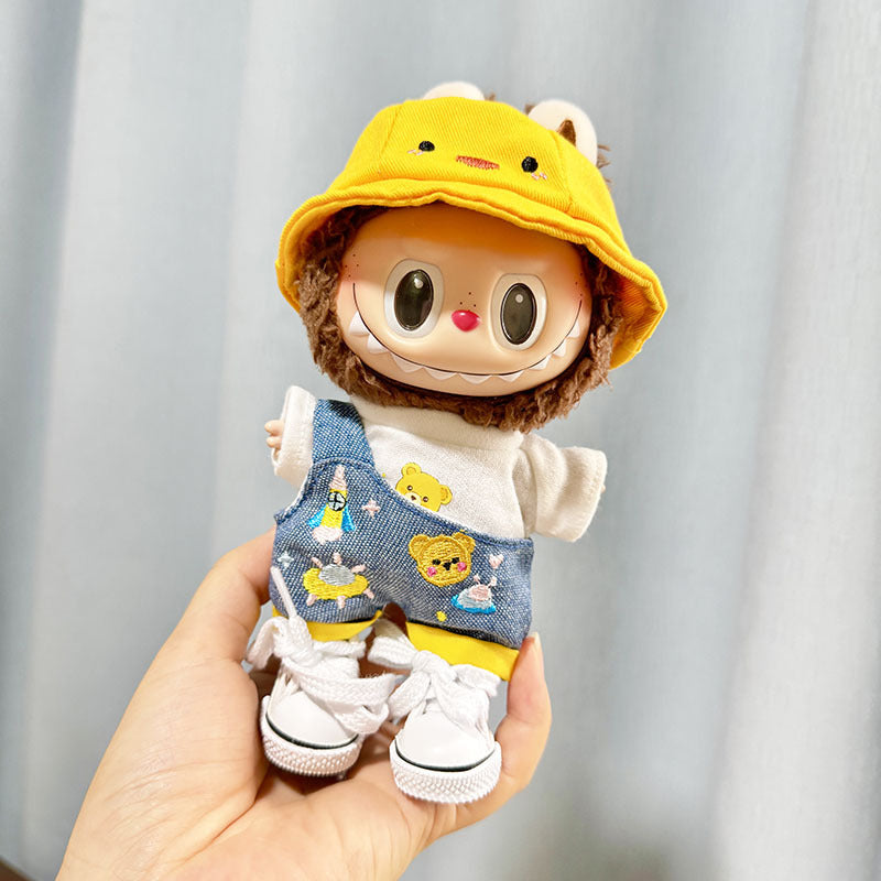 Clothes only] Baby clothes 17cm pendant Labubu clothes Labubu doll with overalls series cute and cute