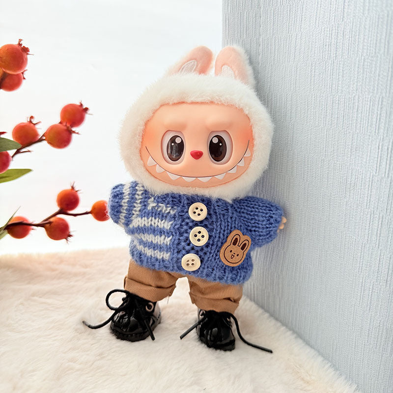 [Clothes only] First and second generation keychain Labubu clothes pendant Rab cloth button sweater jeans set cute