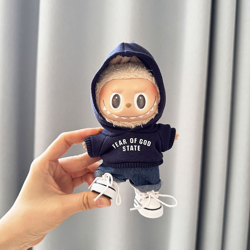 [Clothes only] First and second generation keychain Labubu clothes pendant Labubu baby clothes FEAR hooded sweater set