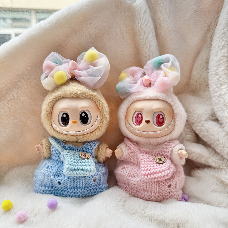 [Clothes only] First and second generation keychain Labubu clothes pendant Labubu sitting party knitted strap skirt